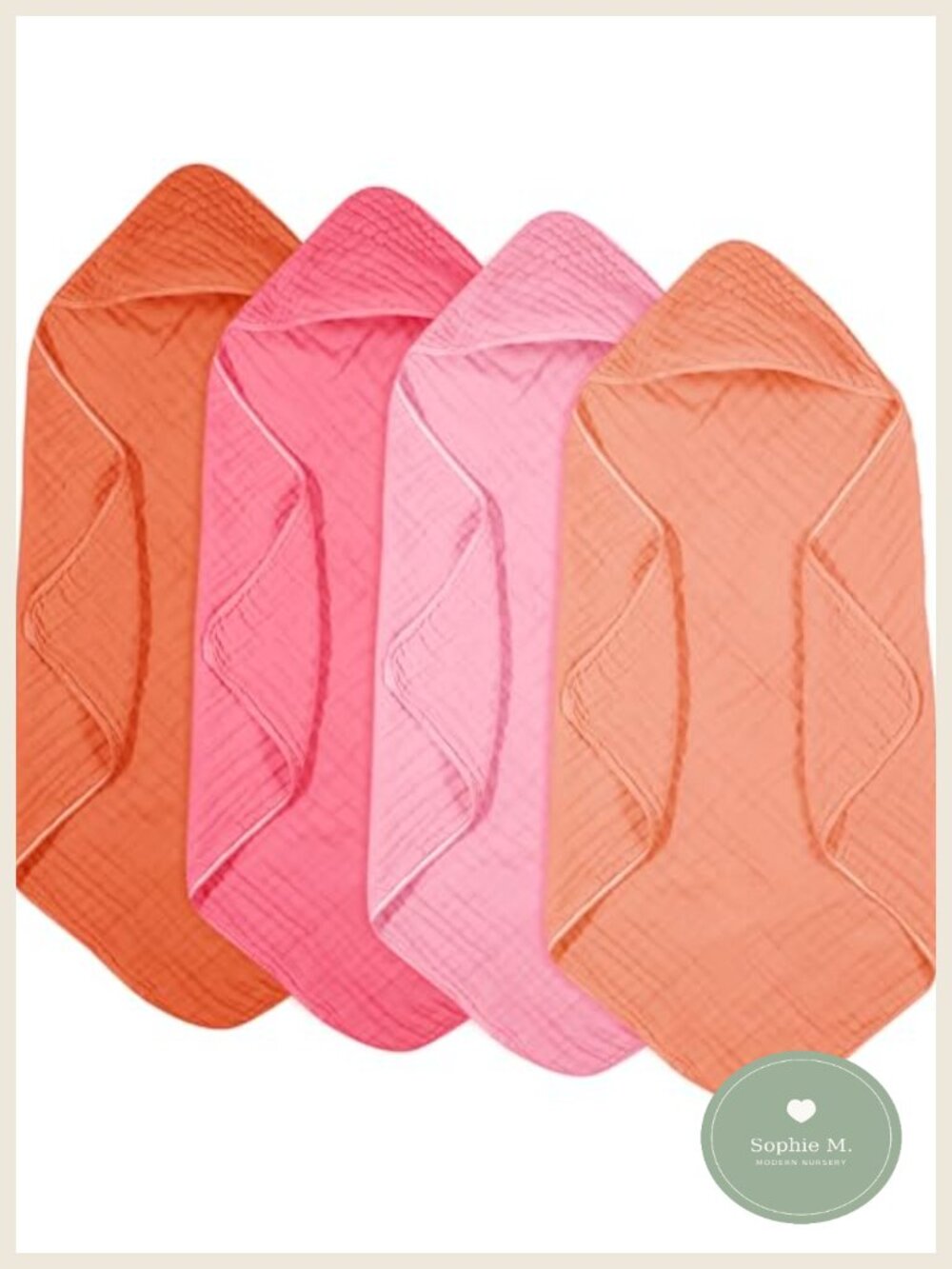Muslin Hooded Baby Towels 4 Pc Soft Absorbent Bath Wrap